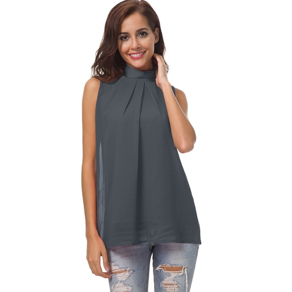 NWT Double Chiffon Sleeveless Blouse - Picture 3 of 7